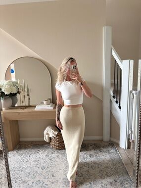 Sabo Cream Knit Maxi Skirt